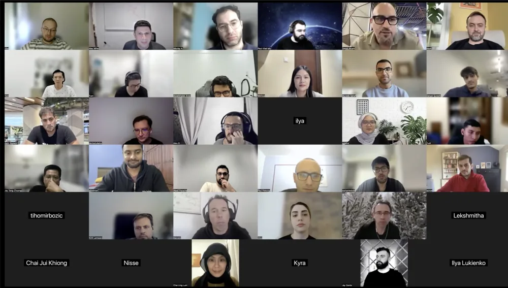 Engineering cohort on Zoom during a remote AimHuge workshop session